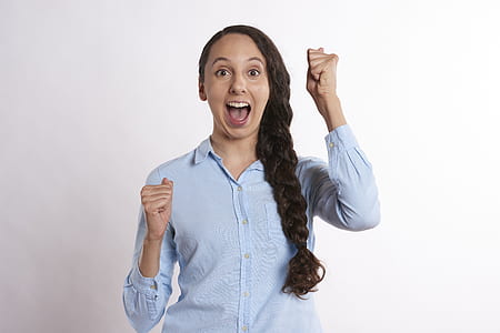 woman in blue dress shirt thumbnail