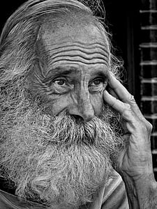 grayscale photo of bearded man thumbnail