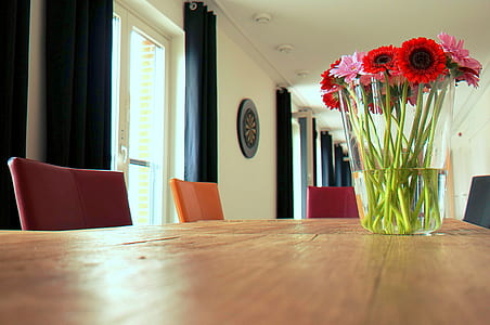wood, flowers, house, table thumbnail