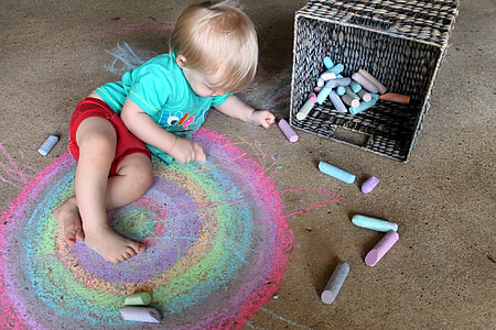 toddler wearing teal shirt and red shorts on brown surface thumbnail