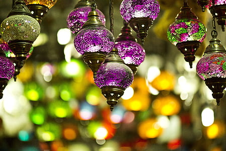 purple pendant lights in selective-focus photography thumbnail