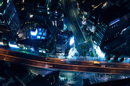 skyline photo of street during night time thumbnail