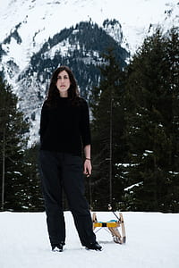 woman standing on the sow field thumbnail