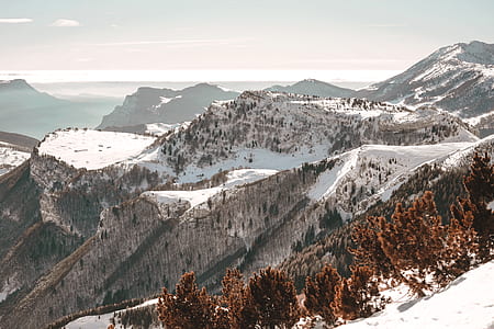 bird's eye view of snow mountain thumbnail