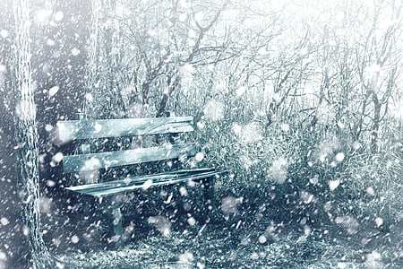 snow cover wooden bench illustration thumbnail
