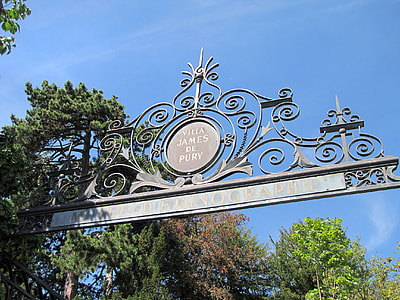 Wrought iron work above the entrance into Villa James de Pury in Neuchatel, Switzerland thumbnail