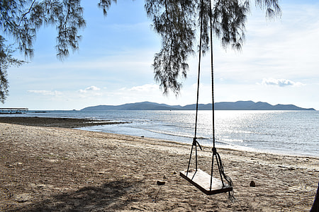 black swing chair on tree thumbnail