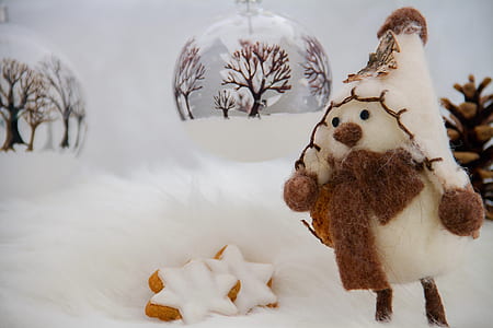 white snowman figurine beside the bauble thumbnail