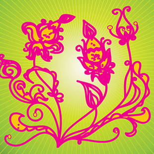 Pink Flowers With Floral Banners Vector Ai Eps File Free