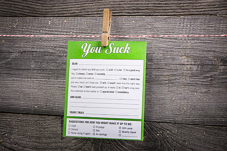 You Suck tag clipped on clothes line thumbnail