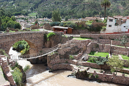 bird's-eye view photo of bridge near house thumbnail