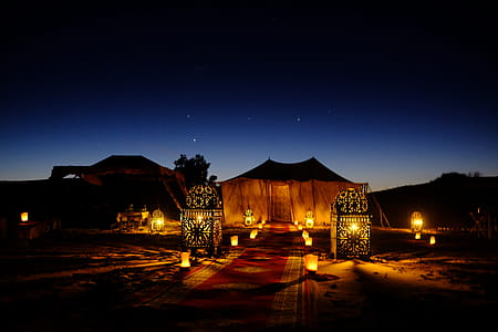 Brown Canopy Tent With Yellow Lights thumbnail
