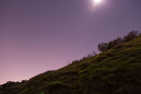 green grass on hill under moon thumbnail