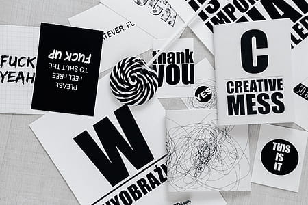 Top view of black and white typography sentences thumbnail