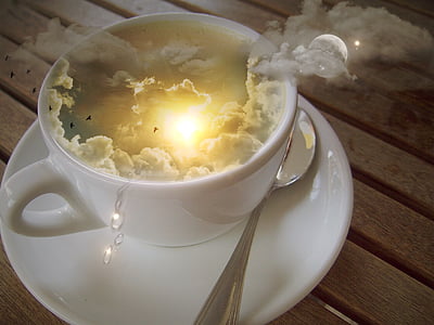 white ceramic teacup and saucer on brown wooden tabletop thumbnail