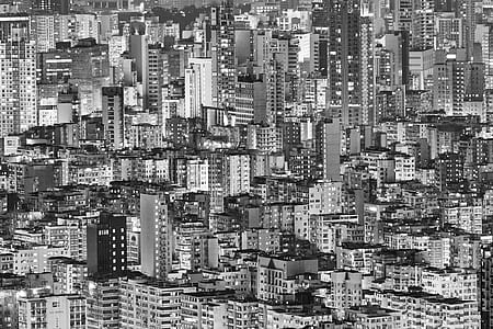 grayscale photo of city buildings thumbnail