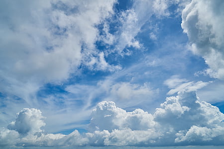 clear blue sky with nimbus clouds thumbnail