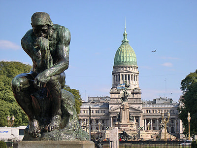 Rodin's Thinker in front of congress at Buenos Aires, Argentina thumbnail