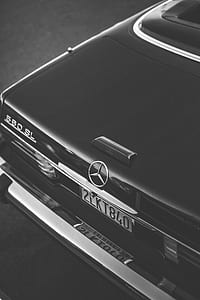 grayscale photography of Mercedes-Benz car thumbnail