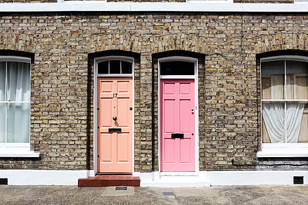 pink and brown wooden doors thumbnail