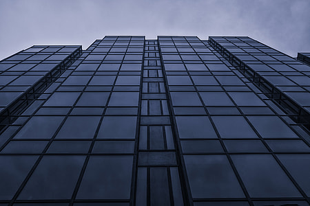 Wide angle architectural shot of a glass building front in London, England. Image captured with a Canon 5D thumbnail