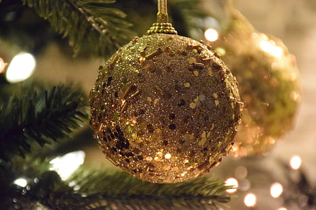 closeup photo of brown glittered baubles thumbnail