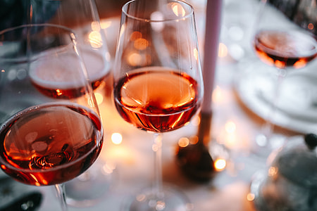Rose wine glass on christmas table thumbnail