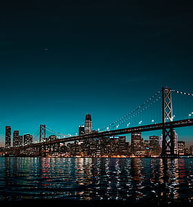 skyline with bridge digital wallpaper thumbnail