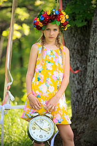 women's yellow and white floral sleeveless dress thumbnail