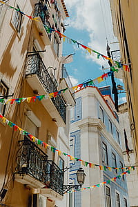 Streets decorated for the Saint Anthony Feast in Lisbon, Portugal thumbnail