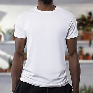 man wearing white crew-neck t-shirt and black sport shorts thumbnail