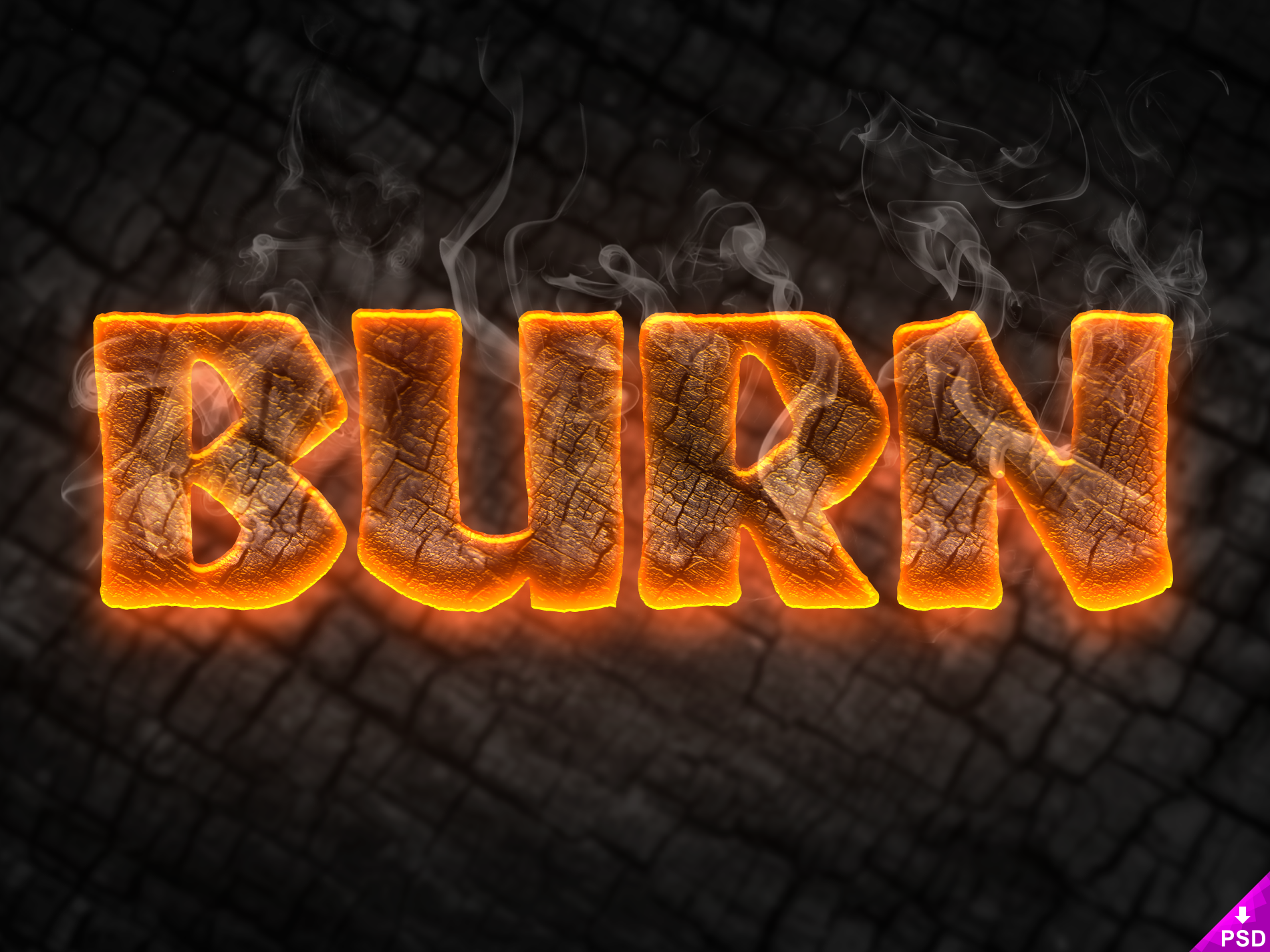 Burn Text Style freebie PSD psd file