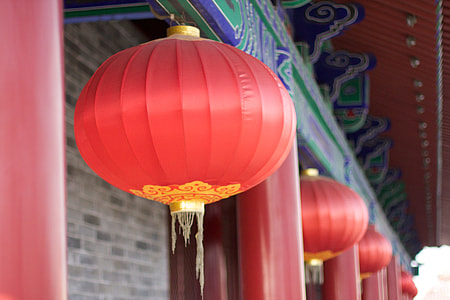 red Japanese lantern in shallow-focus shot thumbnail