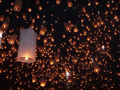 lighted sky lanterns on sky thumbnail