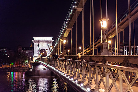 Széchenyi Chain Bridge in Budapest at Night thumbnail
