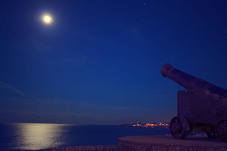 night, cannon, castle, moon thumbnail