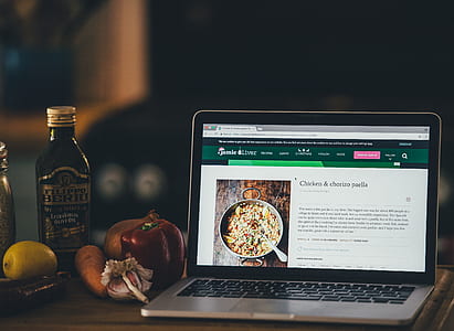 black and grey laptop computer turned-on recipe screengrab thumbnail