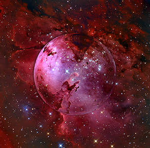 red planet and galaxy full of stars thumbnail