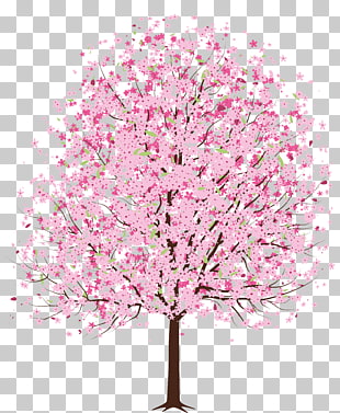 Cherry blossom Tree , Pink Spring Deco Tree , pink leafed tree illustration PNG clipart