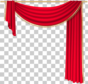 Curtain rod Window Theater drapes and stage curtains , Red Curtain Transparent , red valance curtain hanged on brown rod illustration PNG clipart