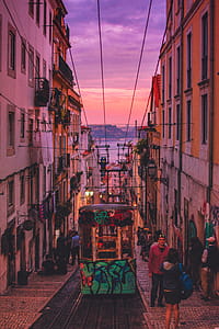 city, road, dawn, sunset thumbnail