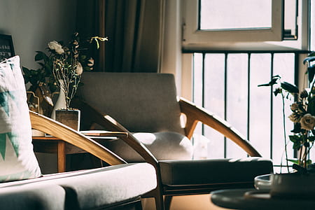 selective focus photography of armchair near window thumbnail