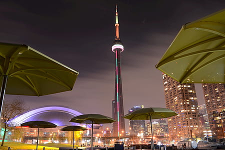black and orange tower during nighttime thumbnail