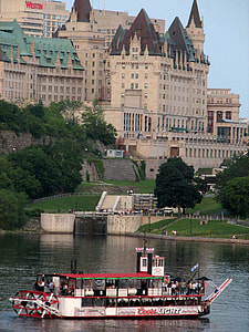 Château Laurier seen from across the Ottawa river, Ontario, Canada thumbnail