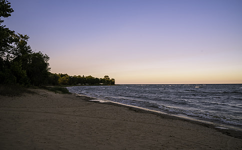 Shoreline of lake Michigan at Dusk at J.W. Wells State Park, Michigan thumbnail