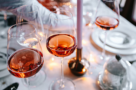 Rose wine glass on christmas table thumbnail