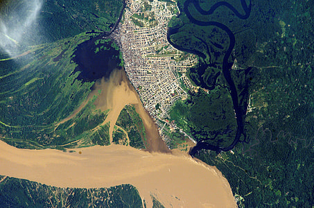 NASA Satellite Image of Iquitos within the Amazon Rain Forest in Peru thumbnail
