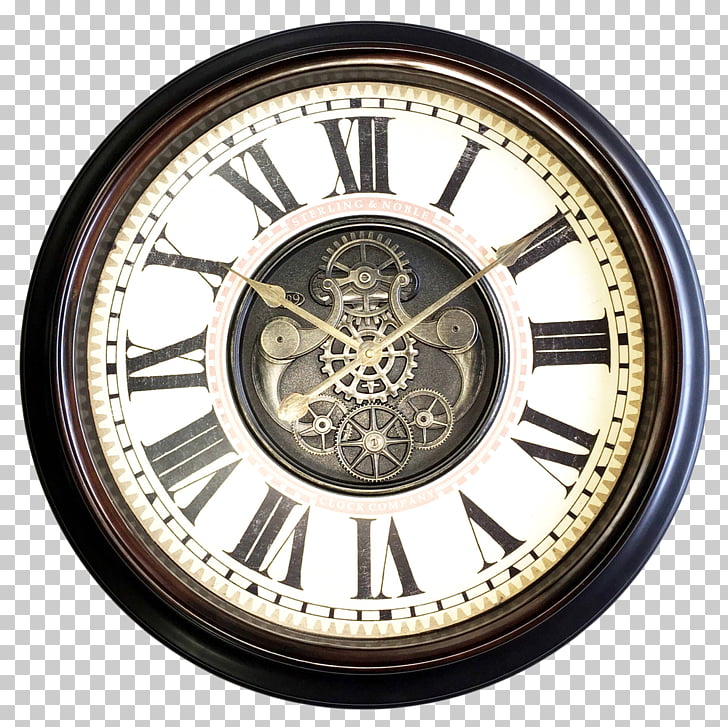 Clock Window Wall Gear Antique Brown Skeleton