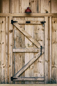 brown wooden closed door with red lamop thumbnail