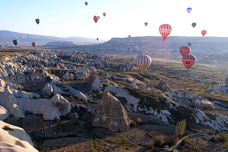 assorted-color hot air balloon flying during daytime thumbnail
